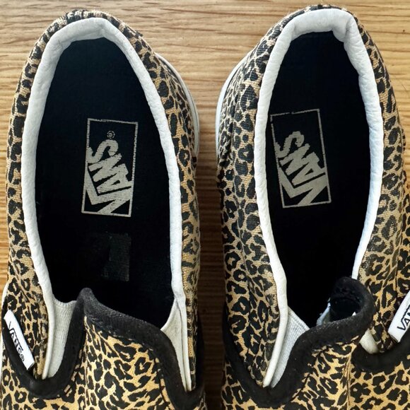 VANS KIDS GIRL CLASSIC SLIP ON LEOPARD PRINT 3Y SKATER SHOE SNEAKER ANIMAL PRINT - Picture 6 of 8